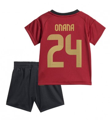 Belgien Amadou Onana #24 Hjemmebanesæt Børn EM 2024 Kort ærmer (+ korte bukser)